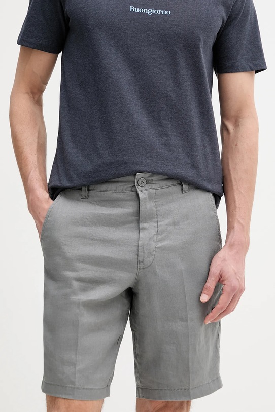 Ľanové šortky United Colors of Benetton sivá 4AGH59548