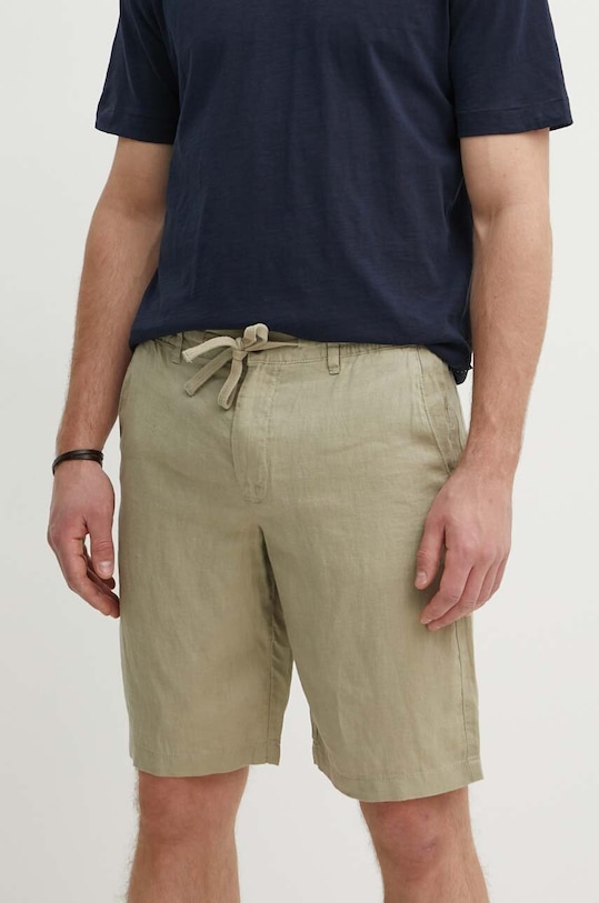 Lanene kratke hlače United Colors of Benetton bez uzorka zelena 4AGH59578