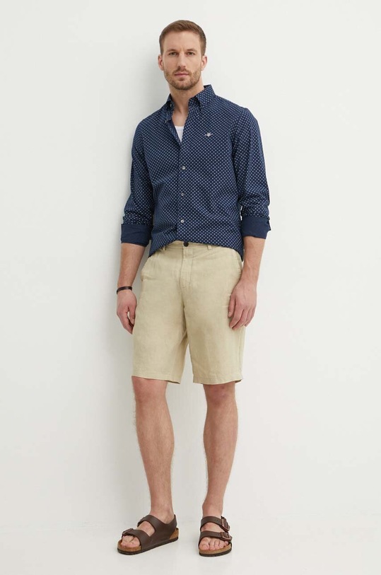 Sisley pantaloni scurti din in 4AGHS9010 bej SS25