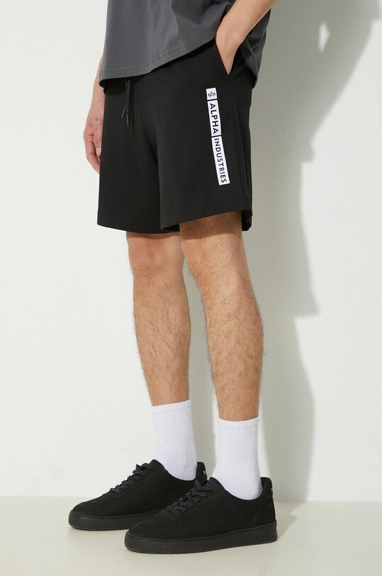 Памучен къс панталон Alpha Industries Flock Logo черен 146366