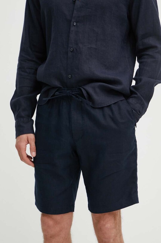 Tommy Hilfiger szorty lniane len granatowy MW0MW34498