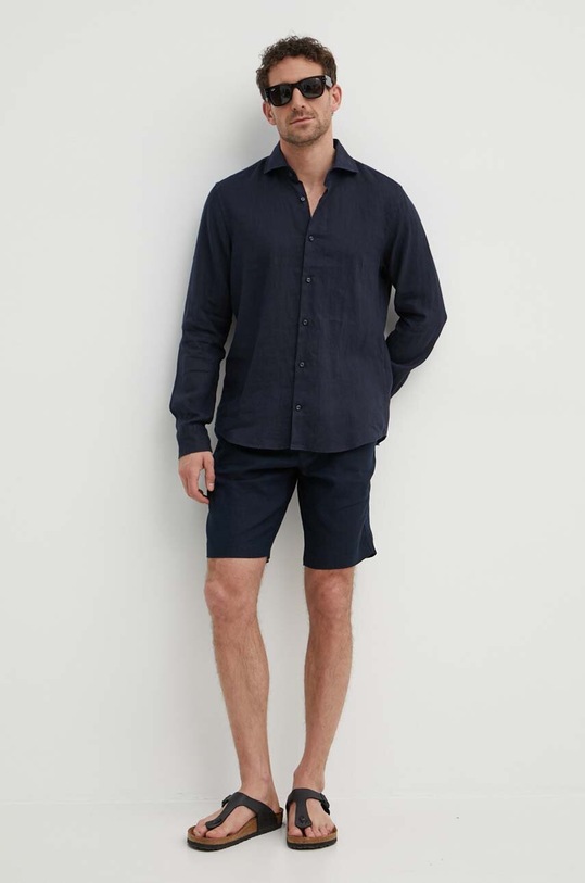 Ľanové šortky Tommy Hilfiger MW0MW34498 tmavomodrá SS24