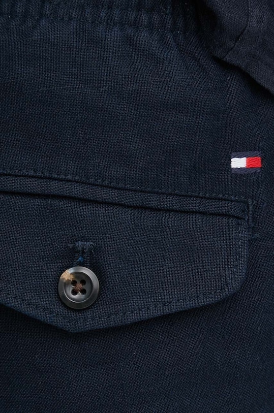 Ľanové šortky Tommy Hilfiger tmavomodrá MW0MW34498