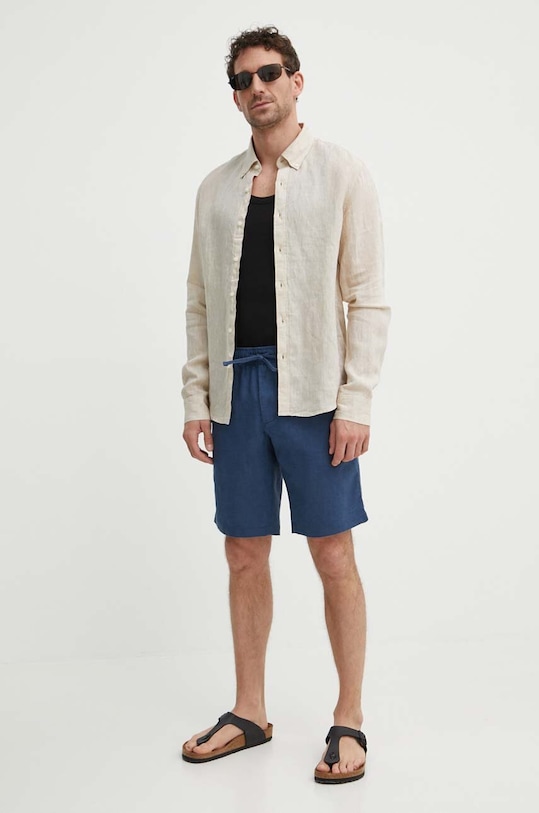 Ľanové šortky Tommy Hilfiger MW0MW34498 tmavomodrá SS24