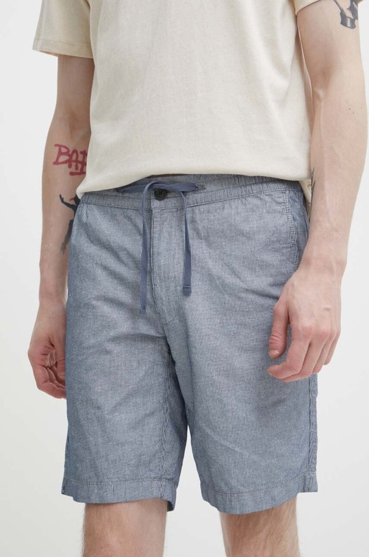 Superdry szorty lniane tkanina granatowy M7110423A.JKC