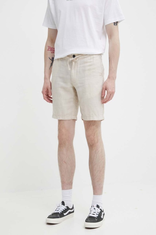 Superdry pantaloni scurti din in bej M7110423A.6XM