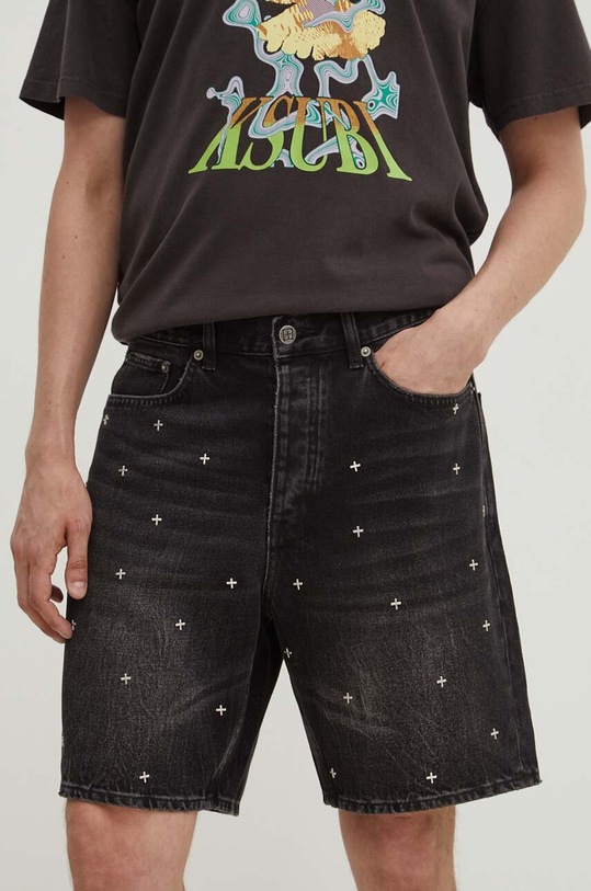 KSUBI pantaloni scurți din denim anti short bumbac negru MPS24WA019
