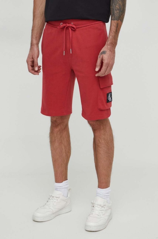 Σορτς Calvin Klein Jeans βαμβάκι κόκκινο J30J325132