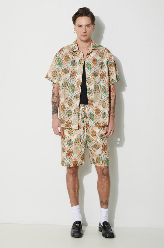 Ľanové šortky Drôle de Monsieur Le Short Jeu de Cartes D.BS138.LI002.PC béžová SS24