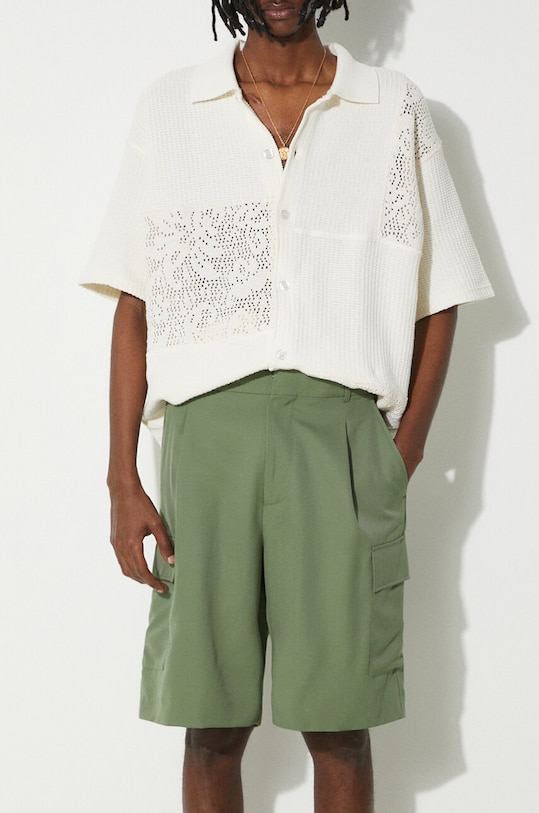 Drôle de Monsieur pantaloni scurti din lana Le Short Cargo Laine panza verde D.BS133.PL127.KK