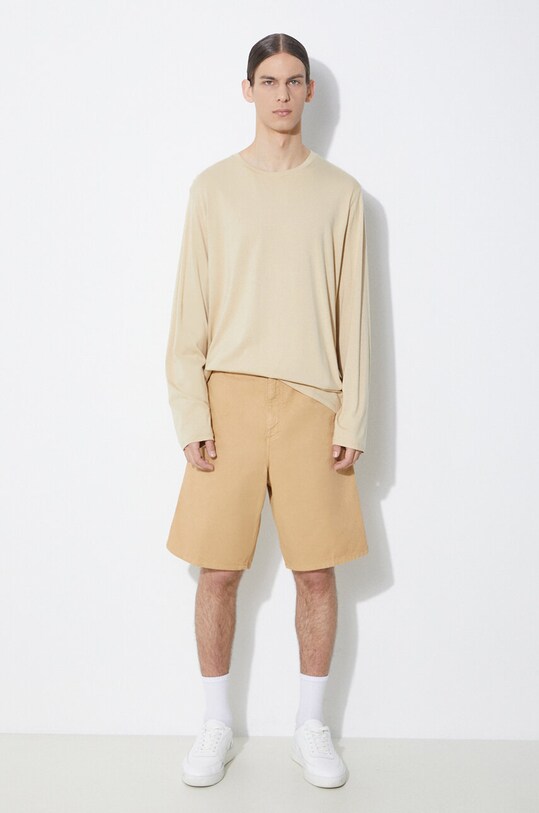 Βαμβακερό σορτσάκι Carhartt WIP Single Knee Short I031504.1YHGD μπεζ SS24