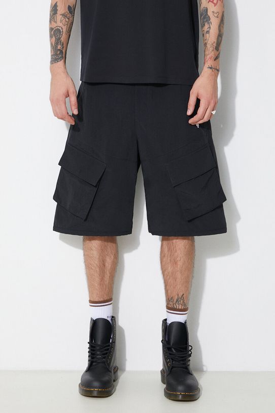 Šortky Marcelo Burlon Cross Nylon Cargo Shorts látka čierna CMCS001S24FAB0011001