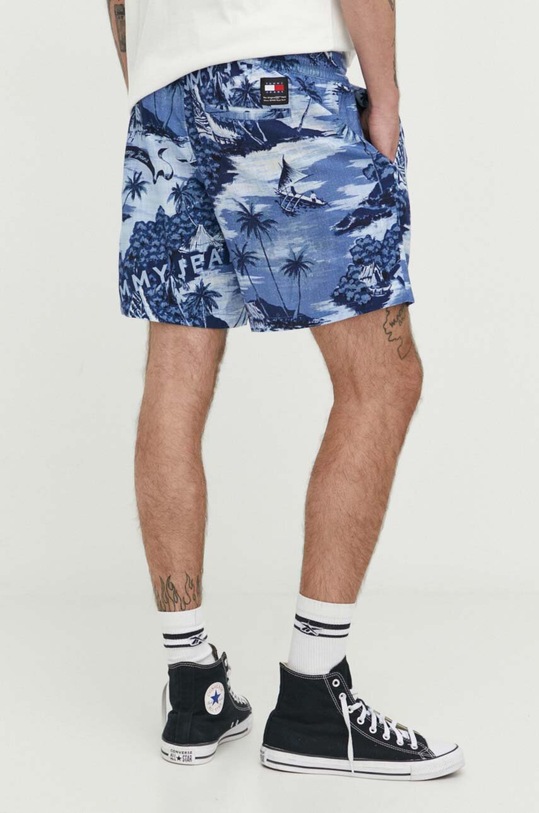 Odzież Tommy Jeans szorty z domieszką lnu DM0DM18807 niebieski