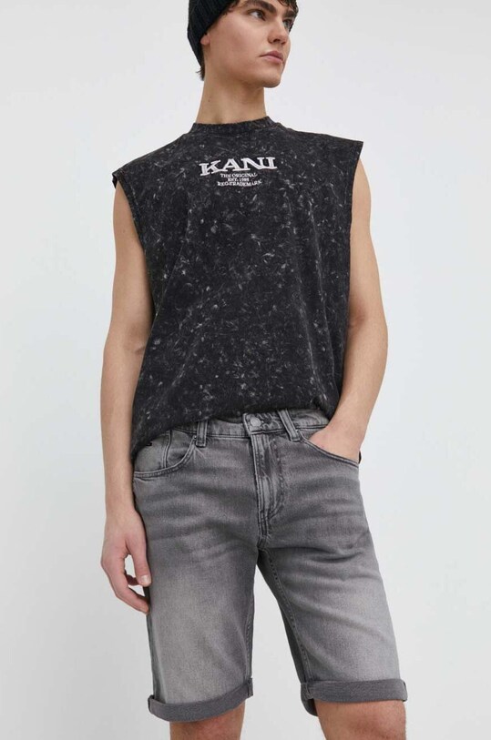Traper kratke hlače Tommy Jeans bez uzorka siva DM0DM18786