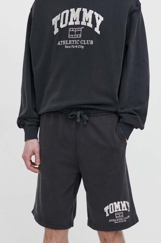 Tommy Jeans pamut rövidnadrág dzsörzé szürke DM0DM18799