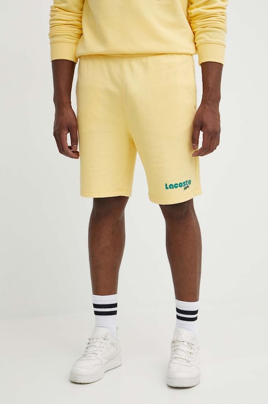 Bavlněné šortky Lacoste pletenina žlutá GH7526