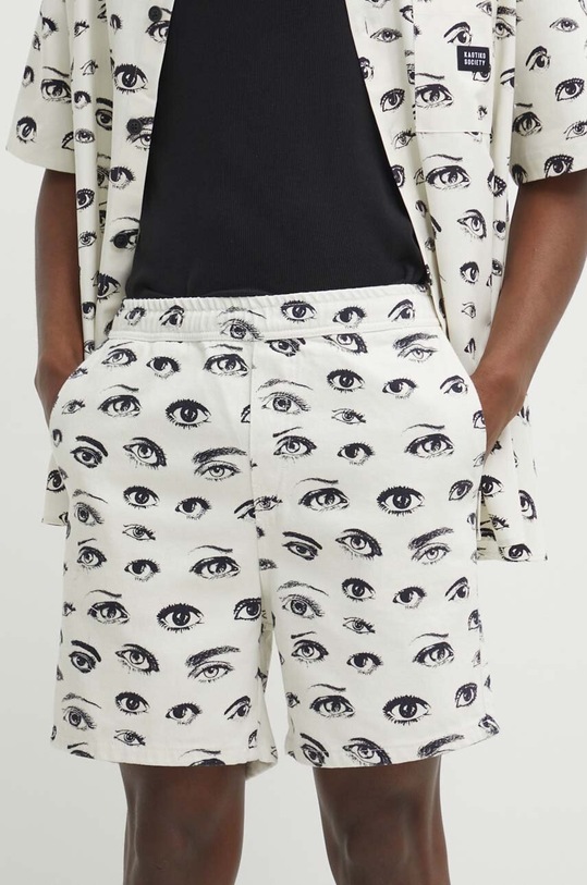 Kaotiko szorty bawełniane wzorzyste beżowy AO006.01.K002