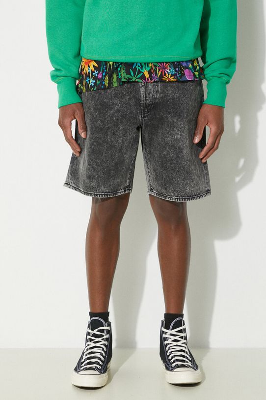 Τζιν σορτς Aries Acid Wash Denim Short ύφασμα μαύρο SUAR30204