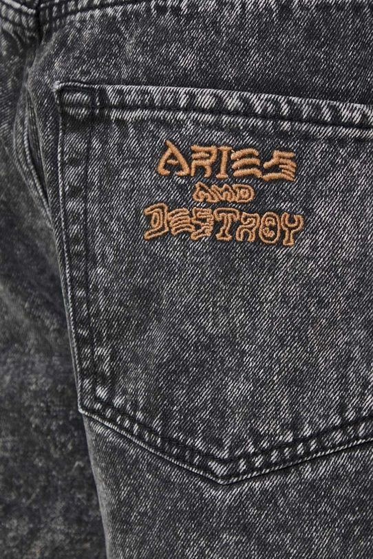 Aries pantaloncini di jeans Acid Wash Denim Short nero SUAR30204