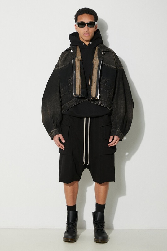 Rick Owens pantaloncini in cotone Knit Shorts Creatch Cargo Pods DU01D1382.RIG.09 nero SS24