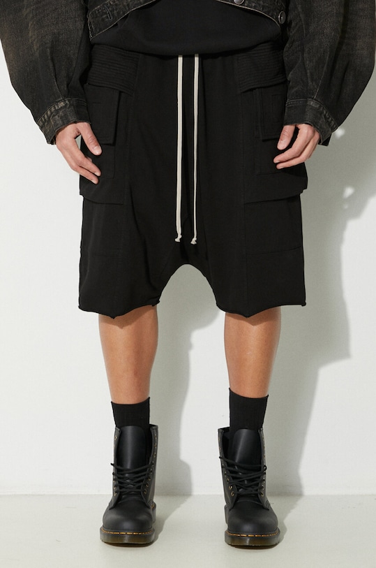Rick Owens pantaloncini in cotone Knit Shorts Creatch Cargo Pods nero DU01D1382.RIG.09