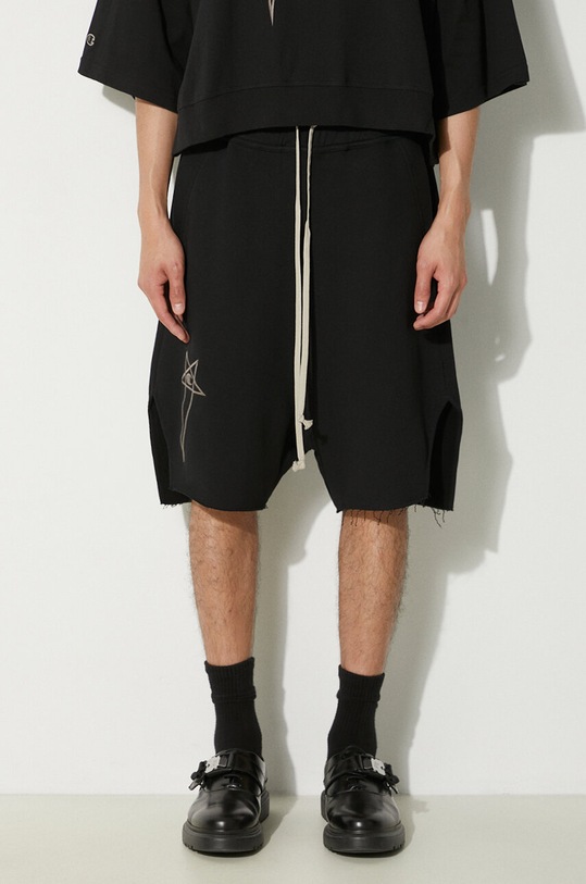 Rick Owens szorty bawełniane x Champion Beveled Pods gładkie czarny CM01D9240