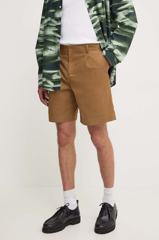 Bavlněné šortky A.P.C. short crew látka hnědá COGXS.H10198.CAB