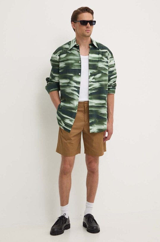 A.P.C. pantaloni scurti din bumbac short crew COGXS.H10198.CAB maro SS24