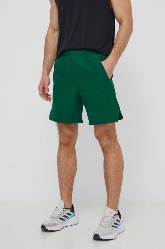 Reebok pantaloni scurți de antrenament Strength panza verde 100075794