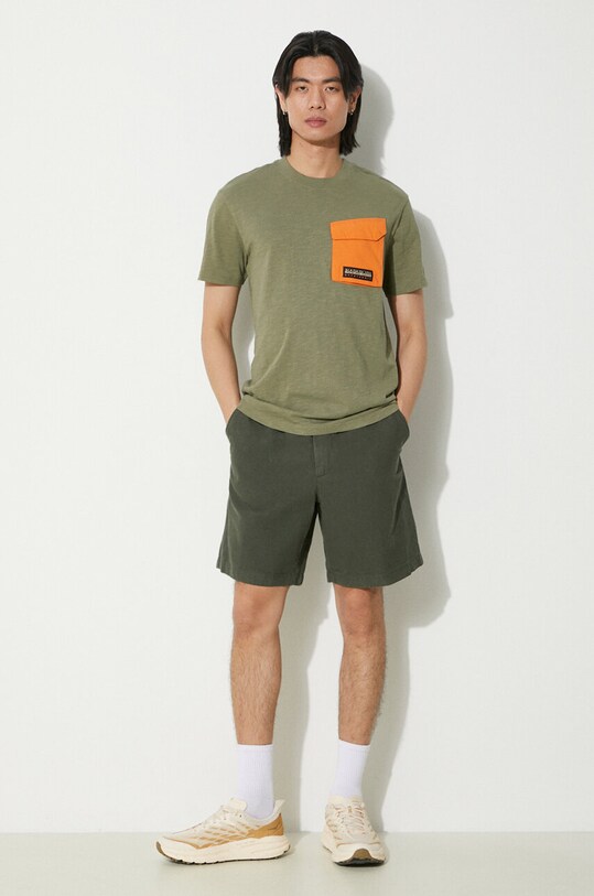 Norse Projects szorty z domieszką lnu Ezra Relaxed Cotton N35.0614.8022 zielony SS24