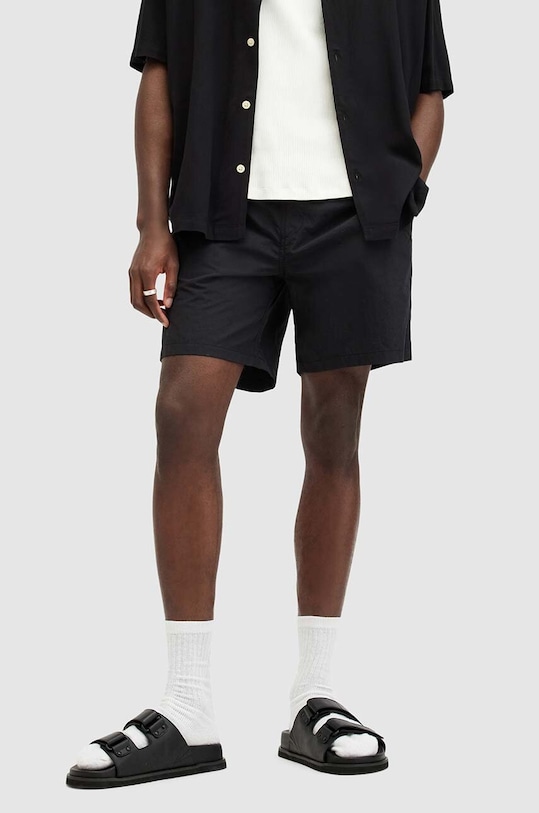 Plavkové šortky AllSaints WARDEN SWIMSHORT látka černá M011WA