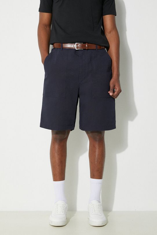 Engineered Garments pantaloni scurti din bumbac Fatigue Short uni bleumarin OR271.CT114