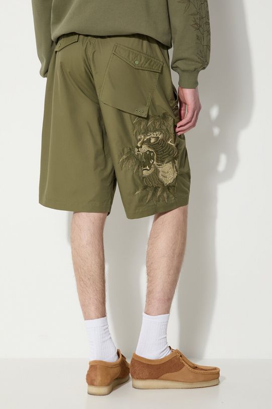 Maharishi pantaloncini Maha Tiger Loose Snoshorts piccola impronta verde 5099.OLIVE