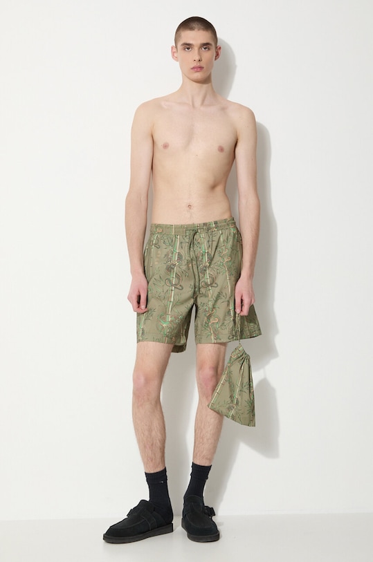 Maharishi pantaloni scurti de baie Dragon Bamboo 1272.OLIVE verde SS24