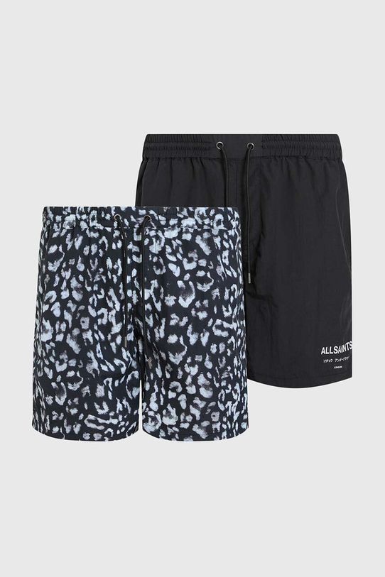 Μαγιό AllSaints LANI 2 PK SWIMSHORT 2-pack με μοτίβο μαύρο M013WA