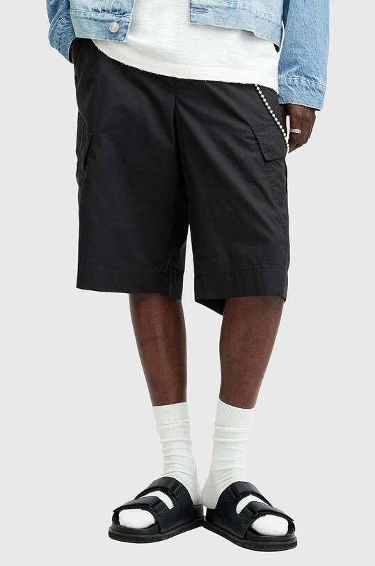 AllSaints szorty bawełniane ARDY M026TA czarny SS24