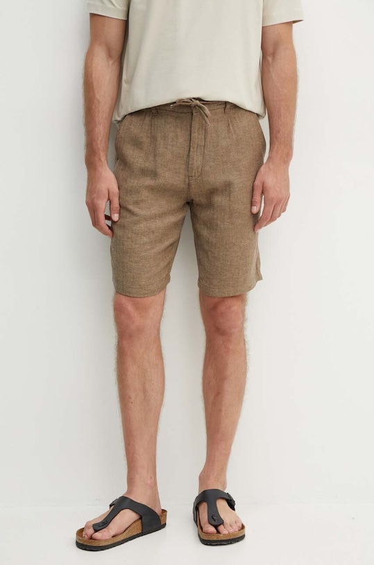 Lindbergh szorty z domieszką lnu tkanina brązowy 30.505020.DKSTONE