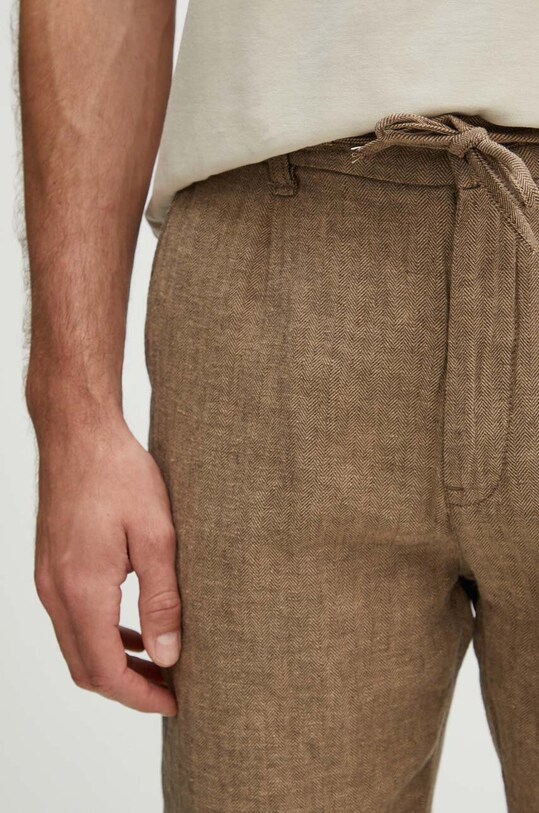 Îmbrăcăminte Lindbergh pantaloni scurți din amestec de in 30.505020.DKSTONE maro