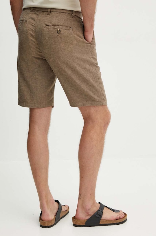 Lindbergh szorty z domieszką lnu brązowy 30.505020.DKSTONE