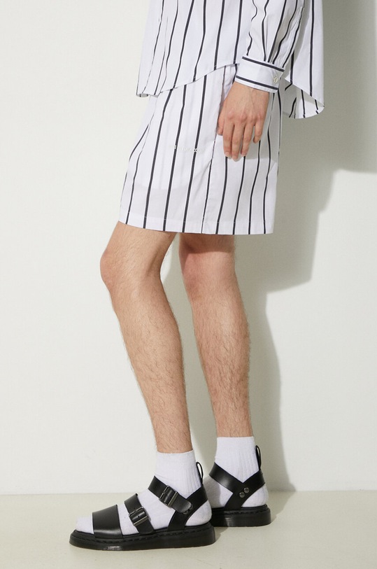 MKI MIYUKI ZOKU pantaloni scurti din bumbac Striped Shorts negru STRIPED.SHORTS