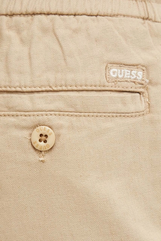 Шорти з домішкою льону Guess бежевий M4GD02.WFBXA