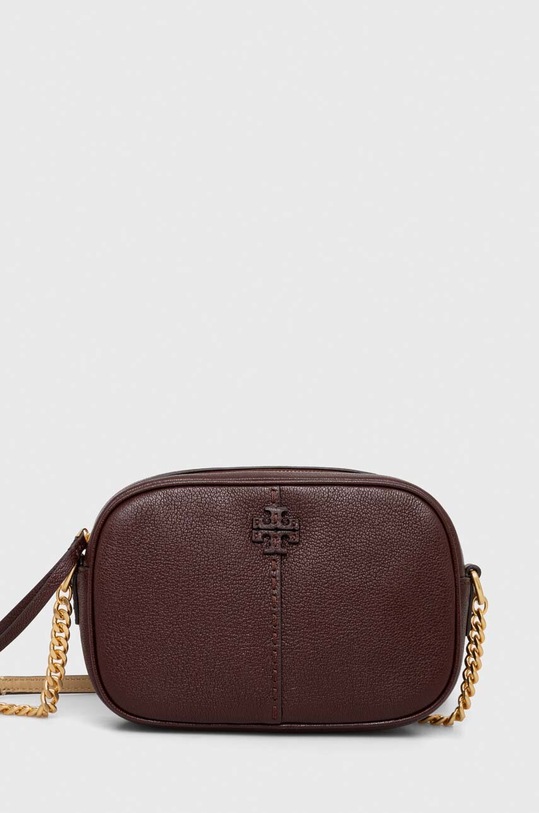 Tory Burch torebka skórzana McGraw Textured Leather Camer skóra licowa bordowy 152231.500