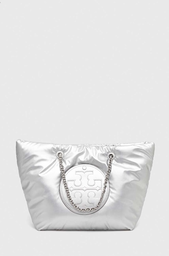 Kabelka Tory Burch Ella Metallic Puffy Chain hladký stříbrná 152451.040