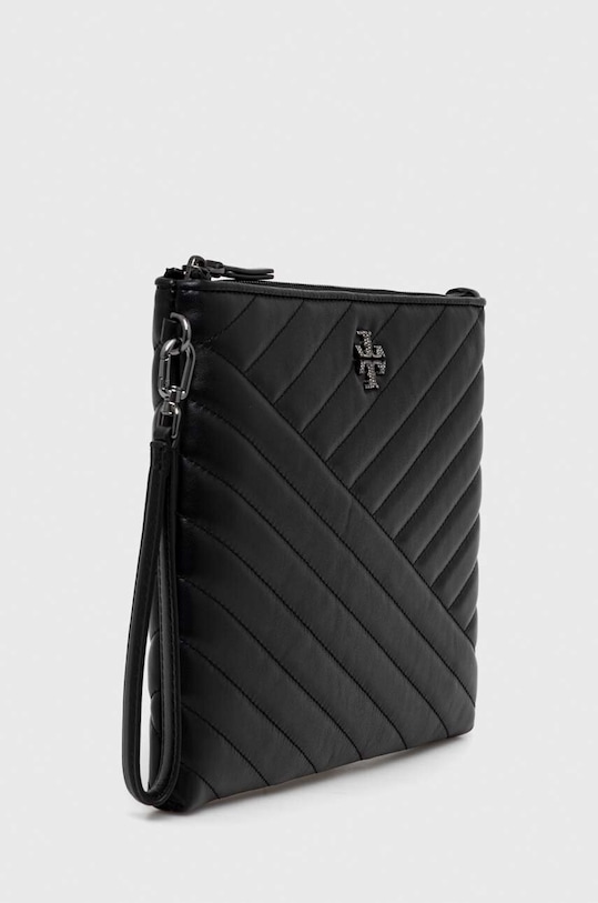 Tory Burch kopertówka skórzana Kira Chevron Pave Logo Pouch 153103.001 czarny SS24