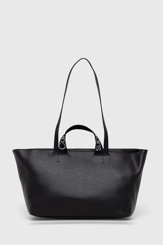 Torba Calvin Klein Jeans imitacija zrnate kože crna K60K611463