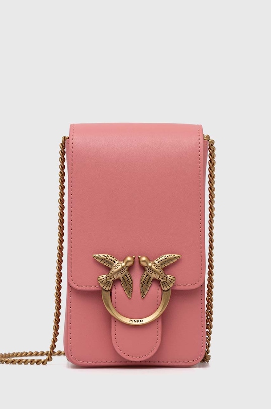 Kožená kabelka Pinko přírodní kůže růžová 102739.A0F1