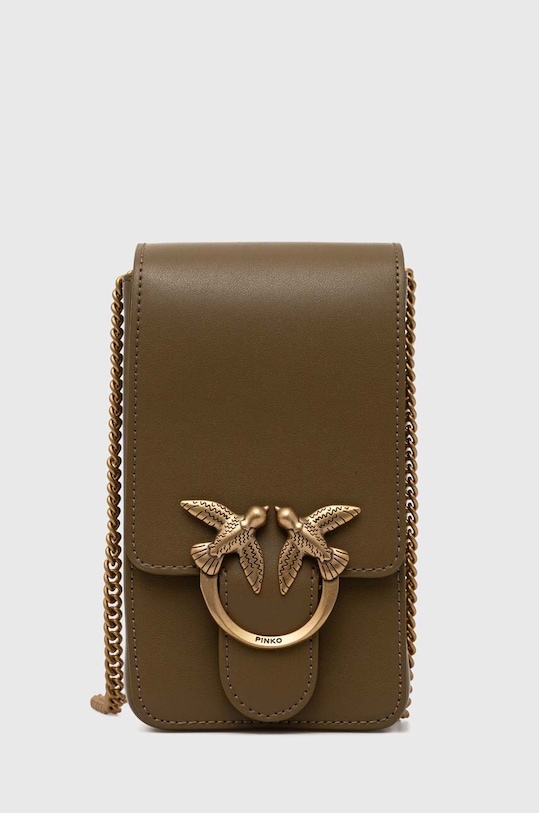 Кожена чанта Pinko гладка кожа зелен 102739.A0F1