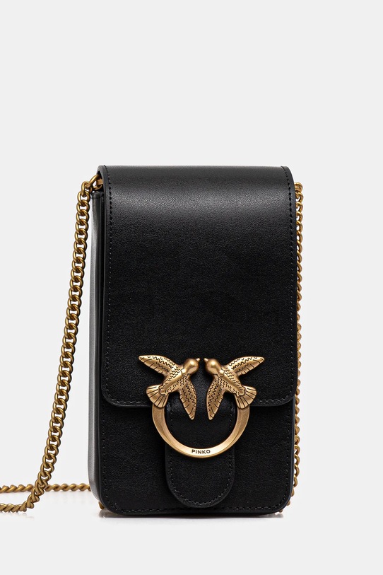 Δερμάτινη τσάντα Pinko λείο δέρμα μαύρο 102739.A0F1