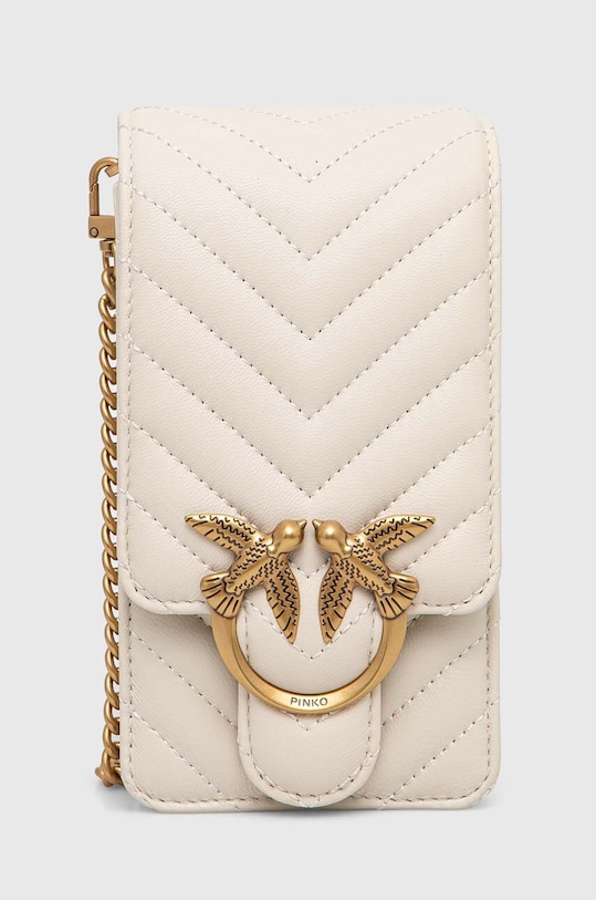 Kožená kabelka Pinko usňová koža biela 102739.A0GK