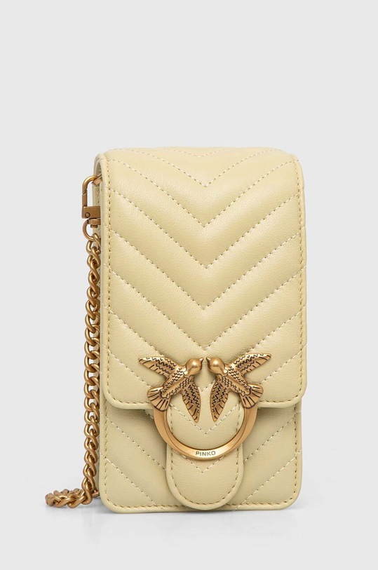 Pinko torebka skórzana skóra licowa żółty 102739.A0GK